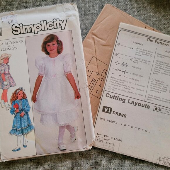 Vintage Simplicity 8771 Gunne Sax Dress Lace Ruffles Underskirt Girls Size 4 - Picture 3 of 3